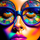 Surreal Portrait with Colorful Oversized Glasses