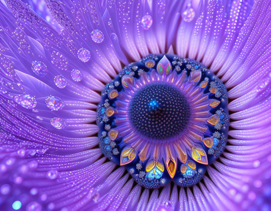 Fractal flower illustration with intricate patterns and purple gradient