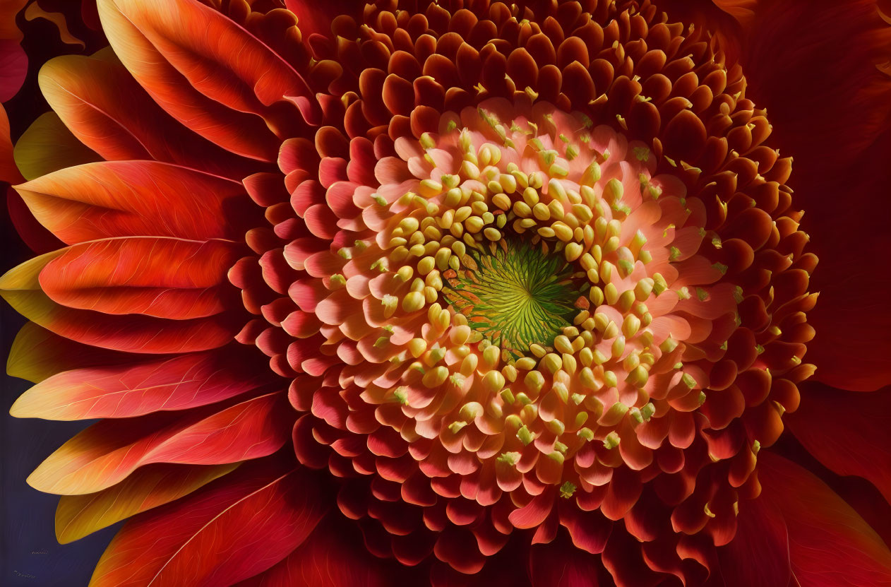 Colorful Close-Up of Fiery Red and Orange Gerbera Daisy