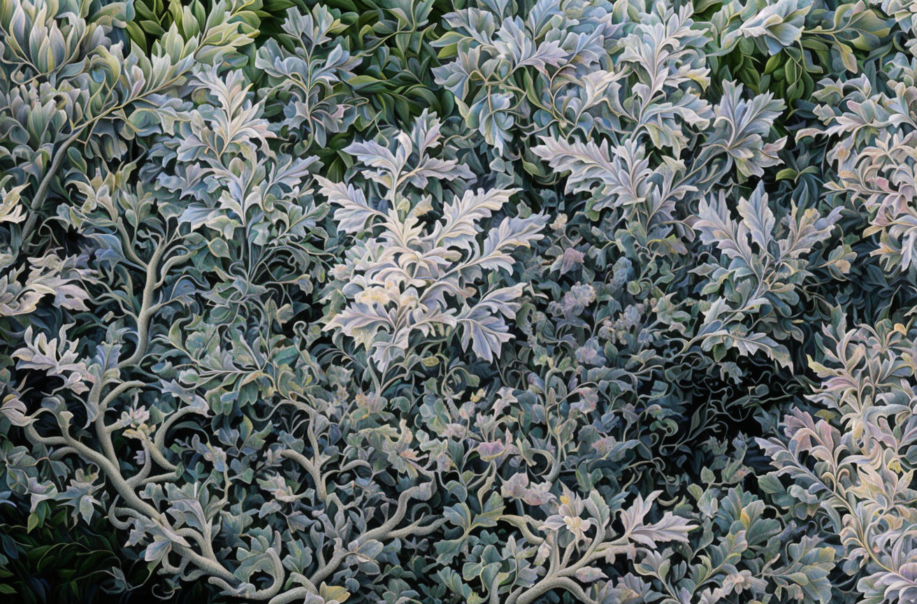 Variegated Green Leaves with Detailed Texture and Play of Light