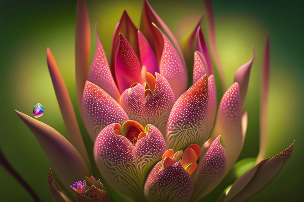 Detailed Close-Up of Stylized Flower with Intricate Patterns