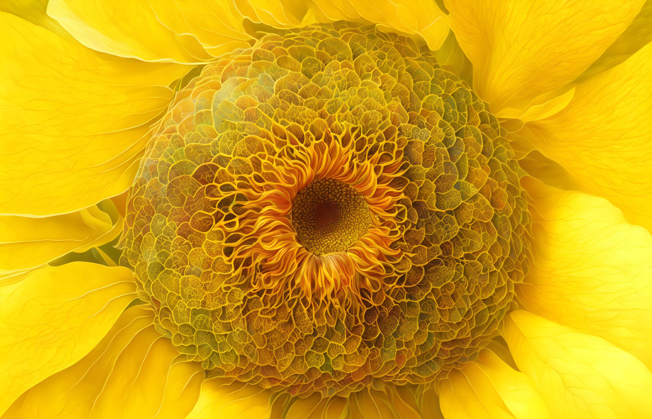 Detailed Yellow Sunflower Close-Up with Vibrant Patterns