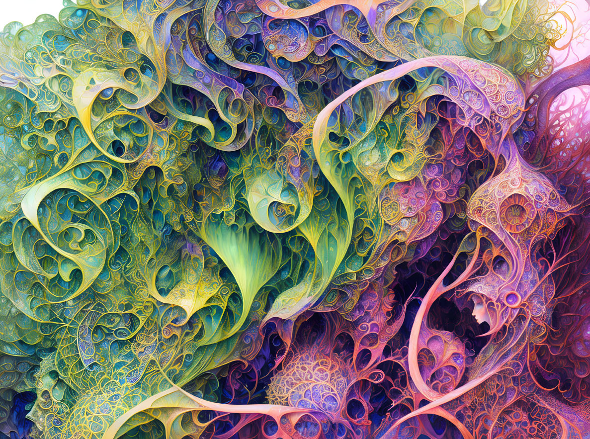 Colorful Abstract Digital Artwork with Intricate Patterns and Swirls