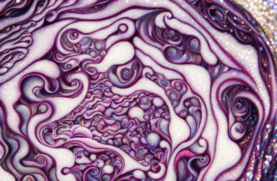 Colorful Swirly Pattern Macro Photo in Purple and White Hues