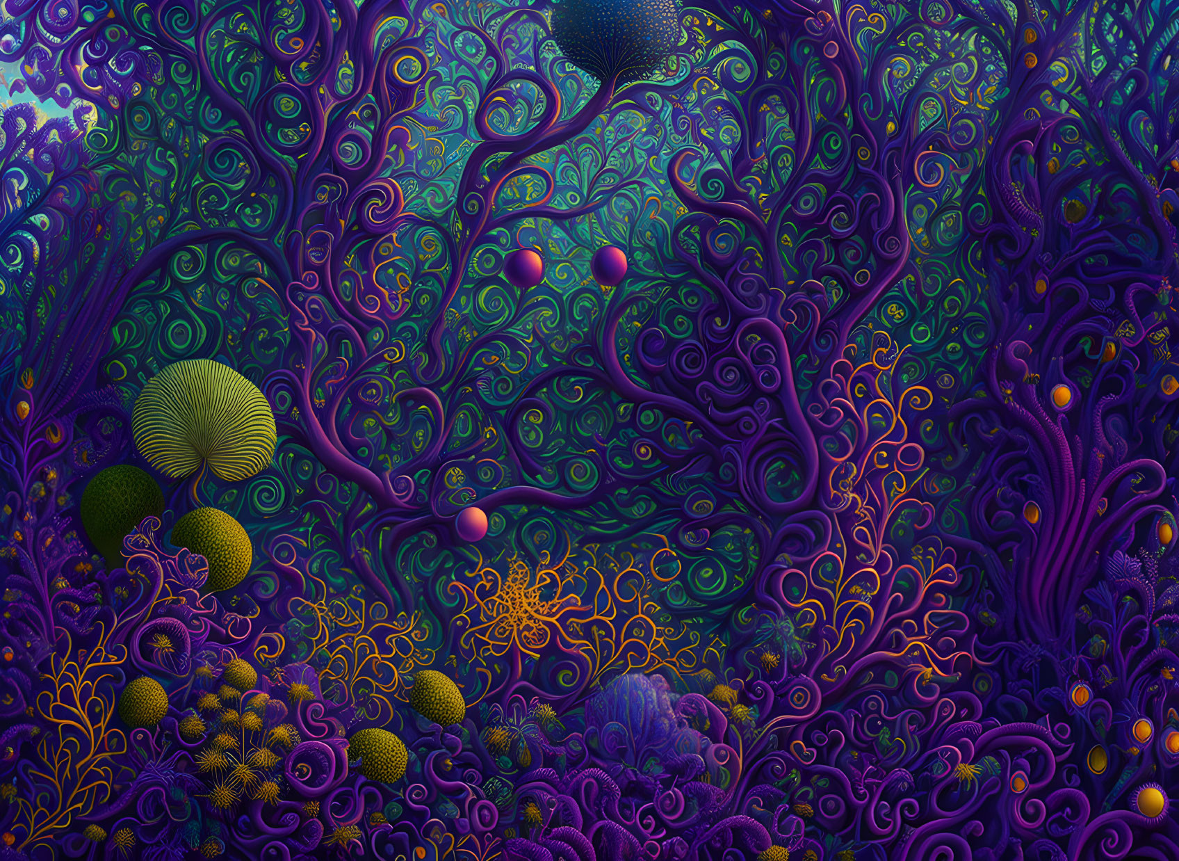 Colorful Psychedelic Enchanted Forest Illustration