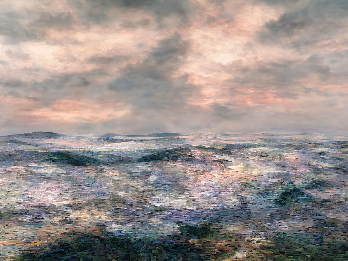 Tranquil seascape with cloudy sky and gentle waves