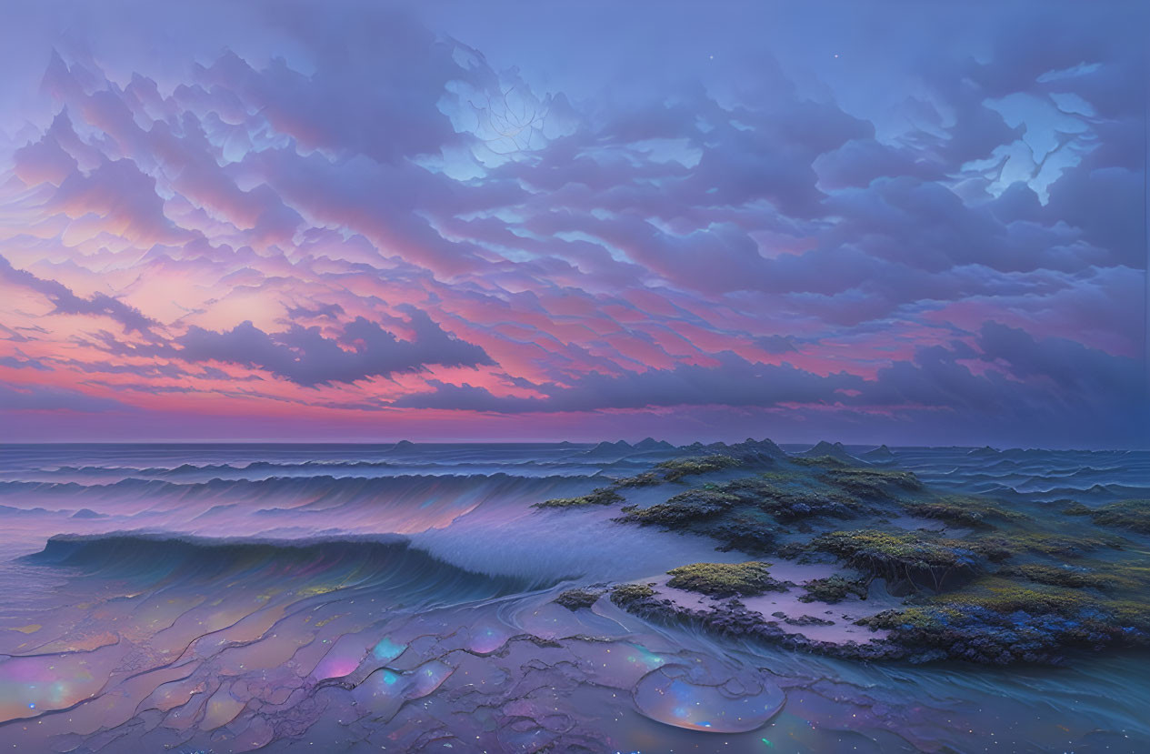 Tranquil Twilight Seascape with Colorful Skies