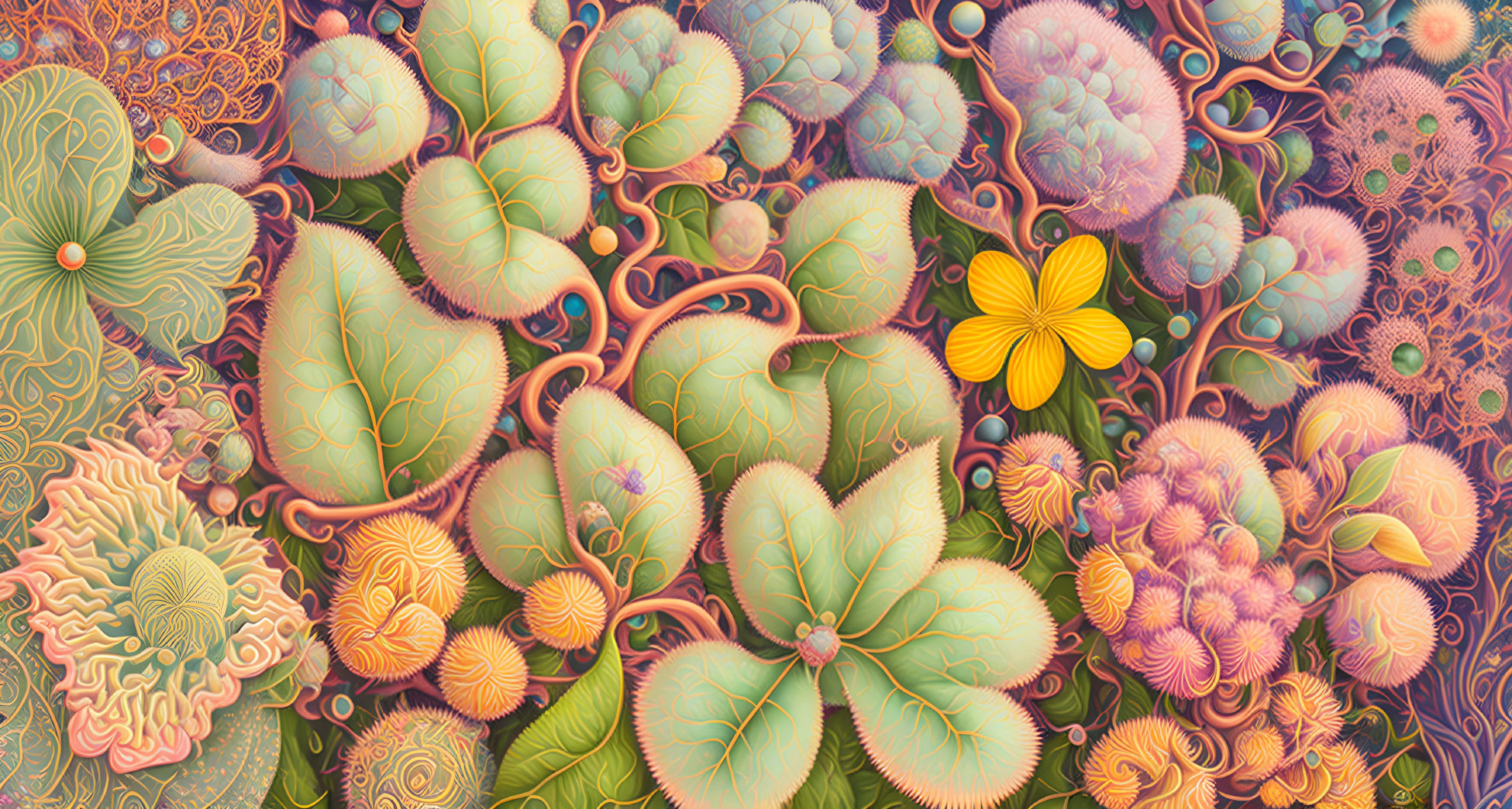 Colorful artwork showcasing stylized flora in intricate patterns