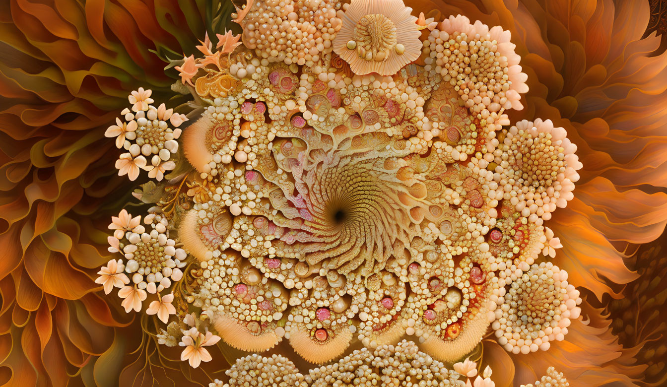 Intricate Organic Forms Fractal Image in Warm Tones