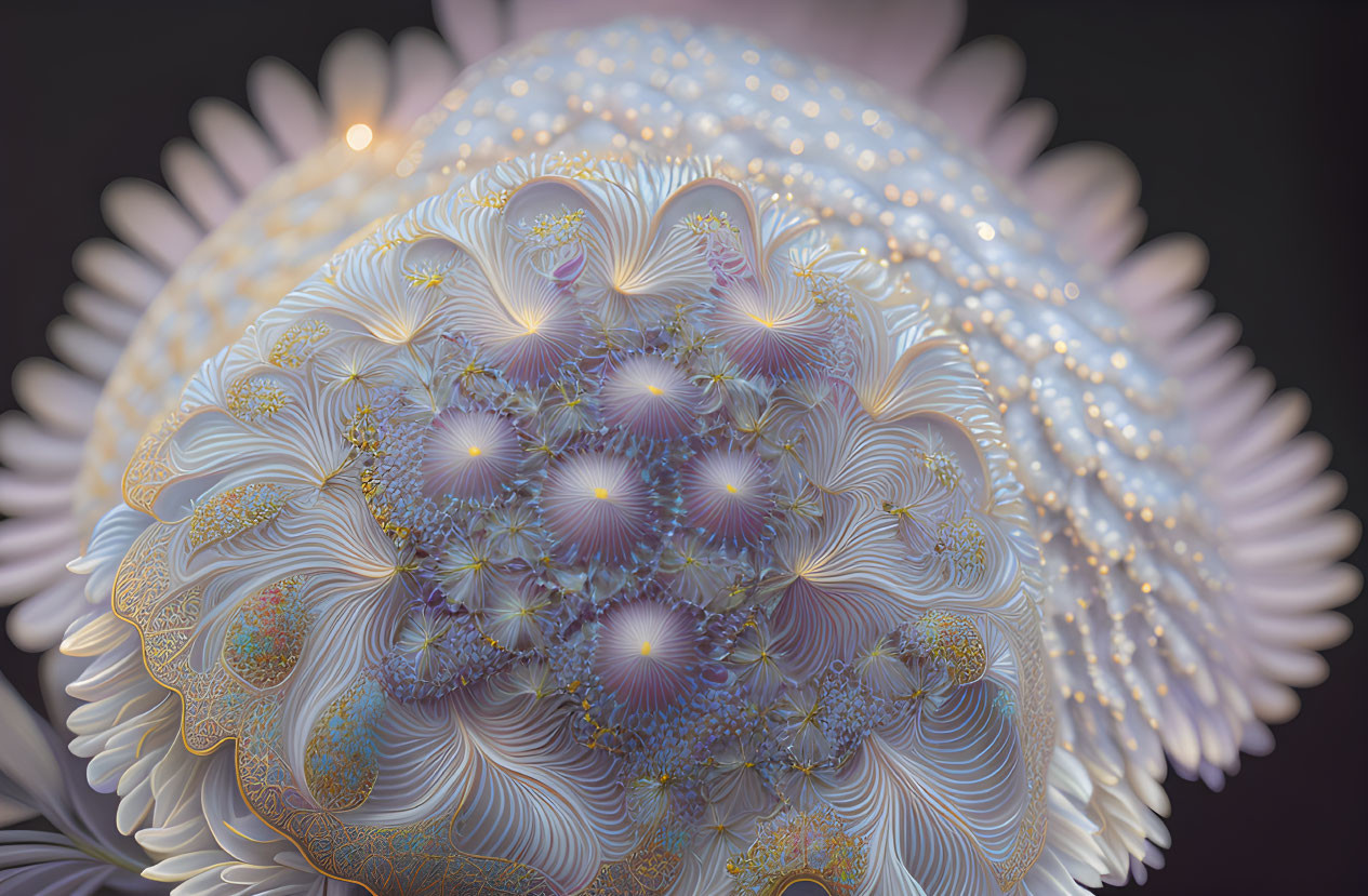 Intricate Pastel Fractal Image with Spirals and Flower-like Shapes