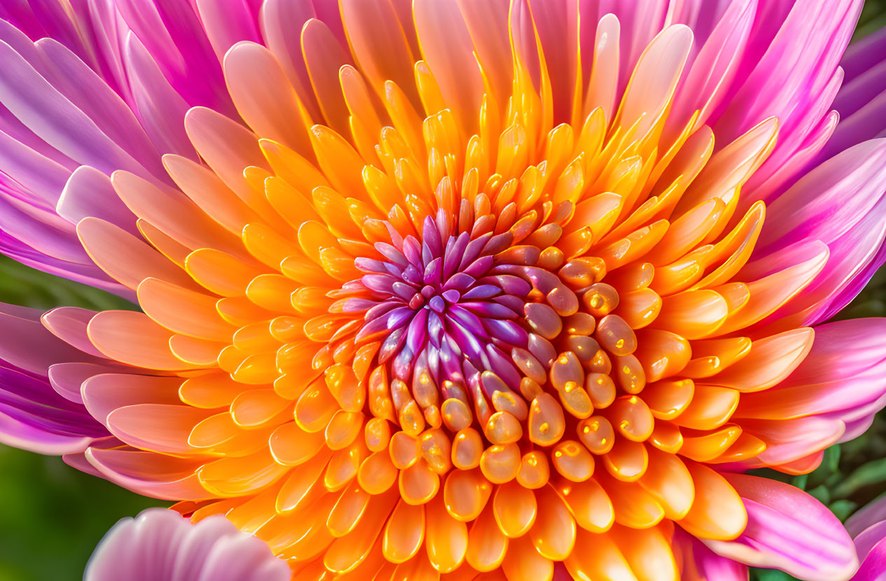 Vibrant Dahlia Flower with Purple, Pink, and Orange Gradient Petals