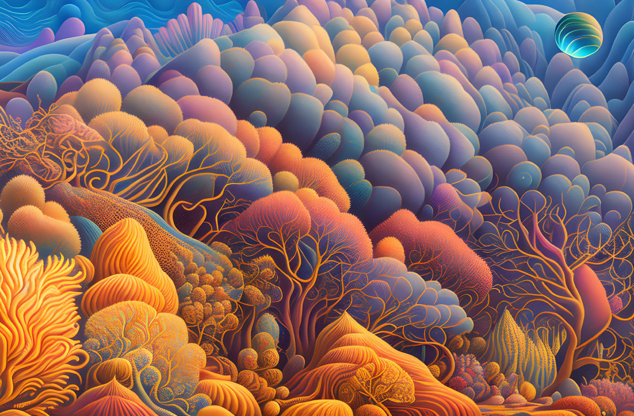 Colorful Surreal Landscape with Coral Reef-Like Patterns