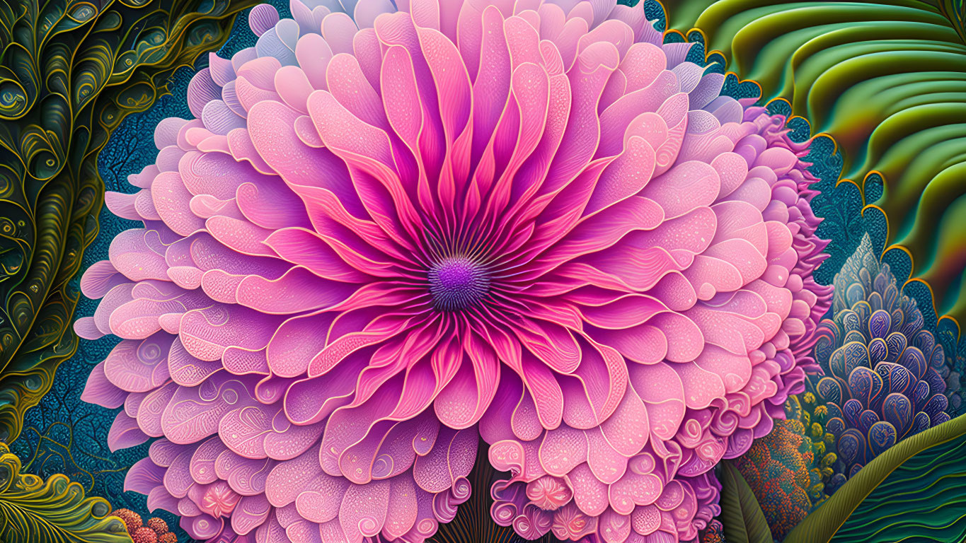 Detailed Stylized Purple Flower Digital Artwork