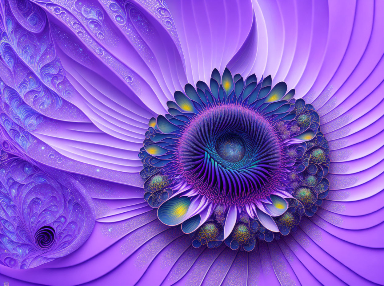 Purple Abstract Floral Fractal Design Artwork