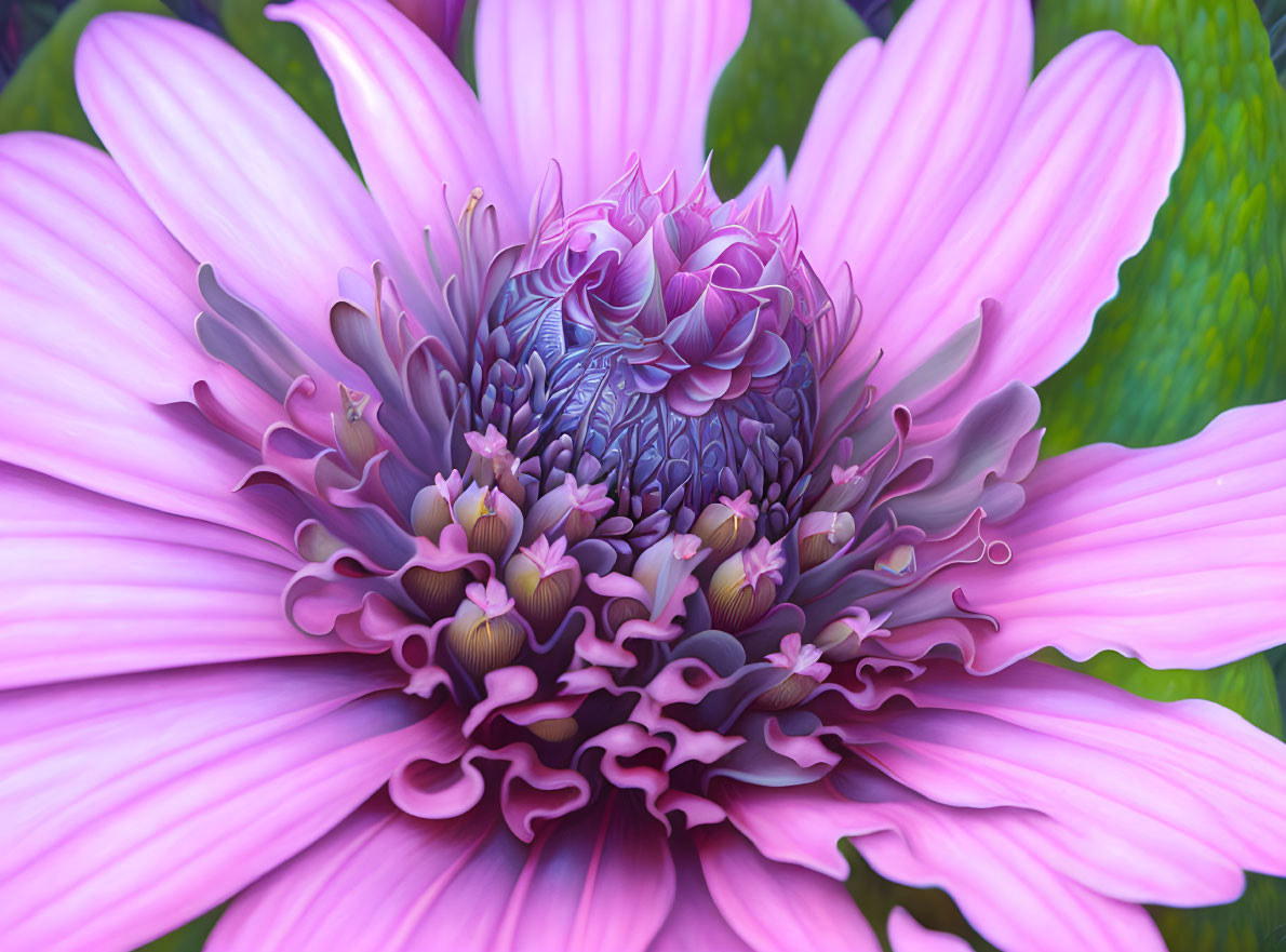 Detailed Digital Artwork of Fantastical Purple-Toned Flower