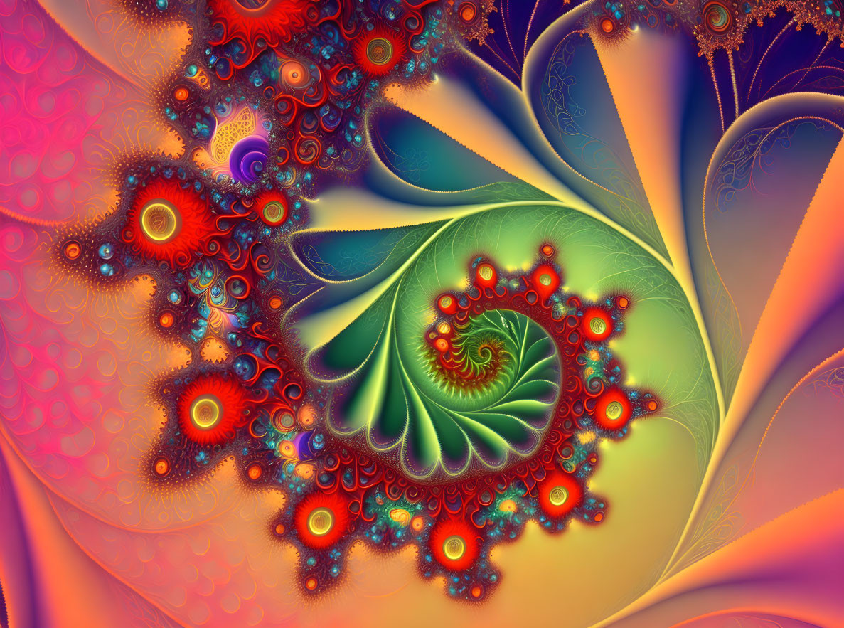 Colorful Fractal Image with Warm Tones and Symmetrical Design