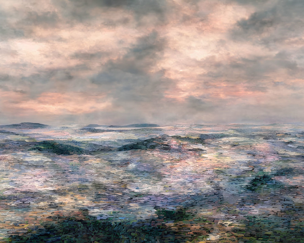 Tranquil seascape with cloudy sky and gentle waves