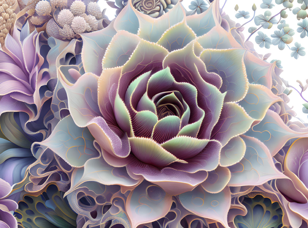 Layered digital artwork: Rose with mesmerizing pastel hues