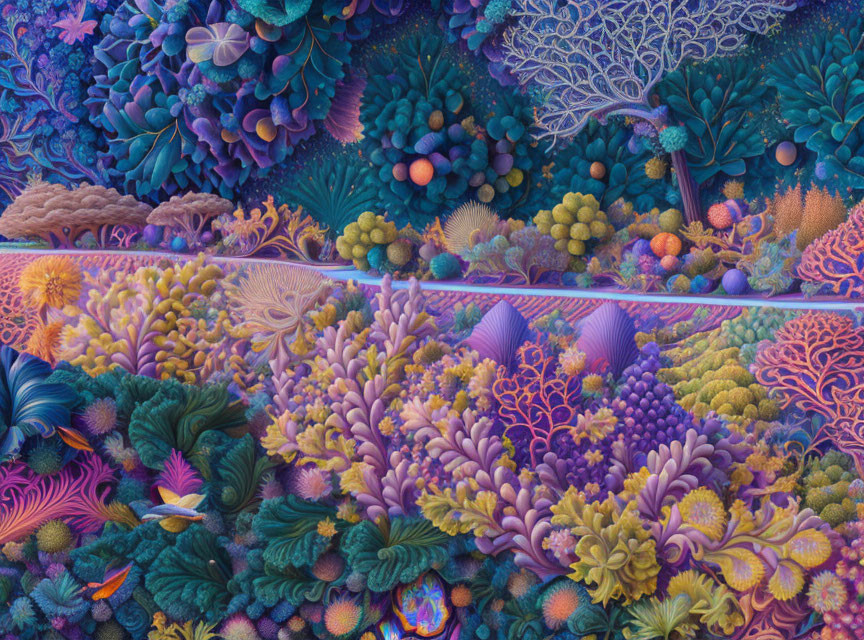 Colorful Digital Artwork: Intricate Coral Reef Ecosystem