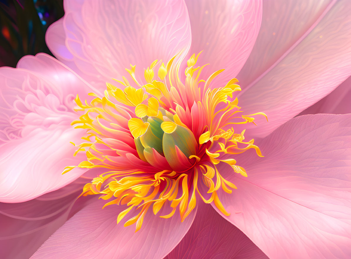 Close-up of Vibrant Pink Peony with Unfurling Petals