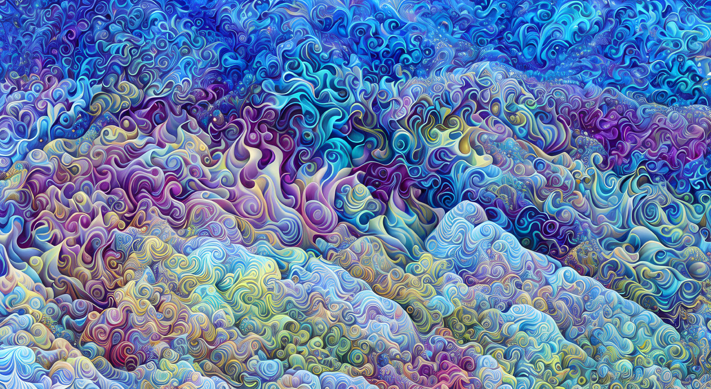 Colorful Psychedelic Pattern: Blue, Purple, Aqua Swirls