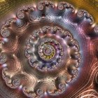 Detailed Fractal Image: Brown, Gold & Blue Spiral Patterns