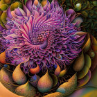 Detailed Digital Fractal Flower Artwork with Colorful Patterns