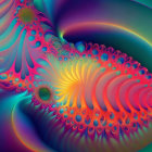 Colorful Neon Fractal Art: Abstract Sea Creatures and Coral Patterns