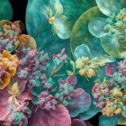 Colorful Teal, Pink, and Orange Fractal Art with Coral-Like Patterns