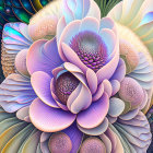 Abstract 3D flower art with vibrant colors and intricate patterns