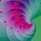 Vibrant digital art: green, purple, pink swirls & fractals