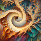 Intricate Warm-Toned Fractal Spiral Pattern