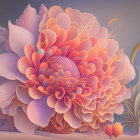 Colorful digital painting: Large pink lotus flower on whimsical purple background