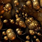 Abstract Golden Spheres on Dark Background: Festive Ornaments Theme