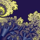 Intricate Yellow Fractal Pattern on Purple Background