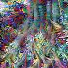 Vibrant Abstract Art Depicting a Psychedelic Garden