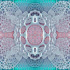 Intricate Fractal Pattern on Soft Blue & Peach Cloudy Background