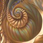 Detailed Fractal Image: Spirals & Patterns in Gold, Brown, Blue