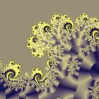 Abstract Fractal Image: Yellow Patterns on Grey Background