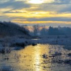 Colorful Path Through Stylized Sunset Landscape