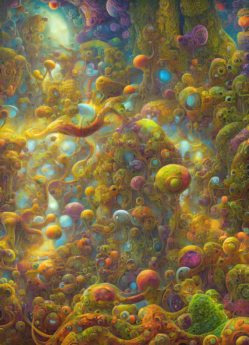 Colorful Psychedelic Image of Alien-Like Flora and Fauna