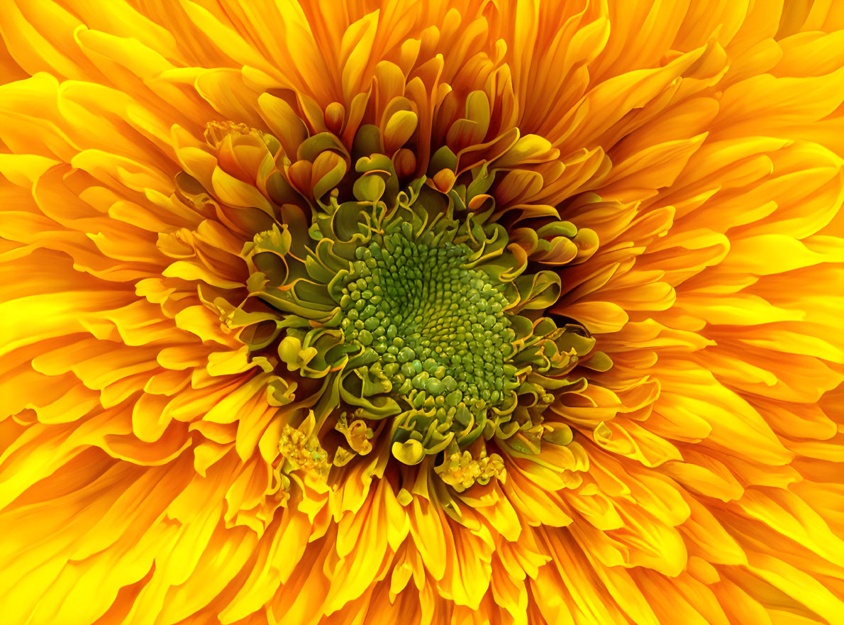 Detailed Close-Up of Vibrant Yellow Chrysanthemum Petals