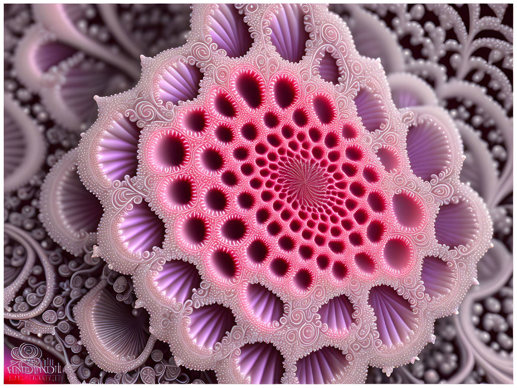 Intricate Pink and Purple Fractal Flower Structure