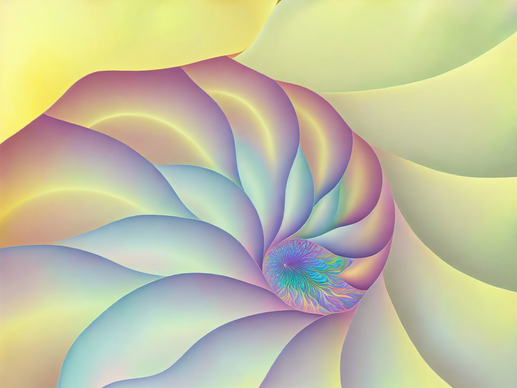 Fractal Design: Swirling Flower in Yellow and Blue Gradient