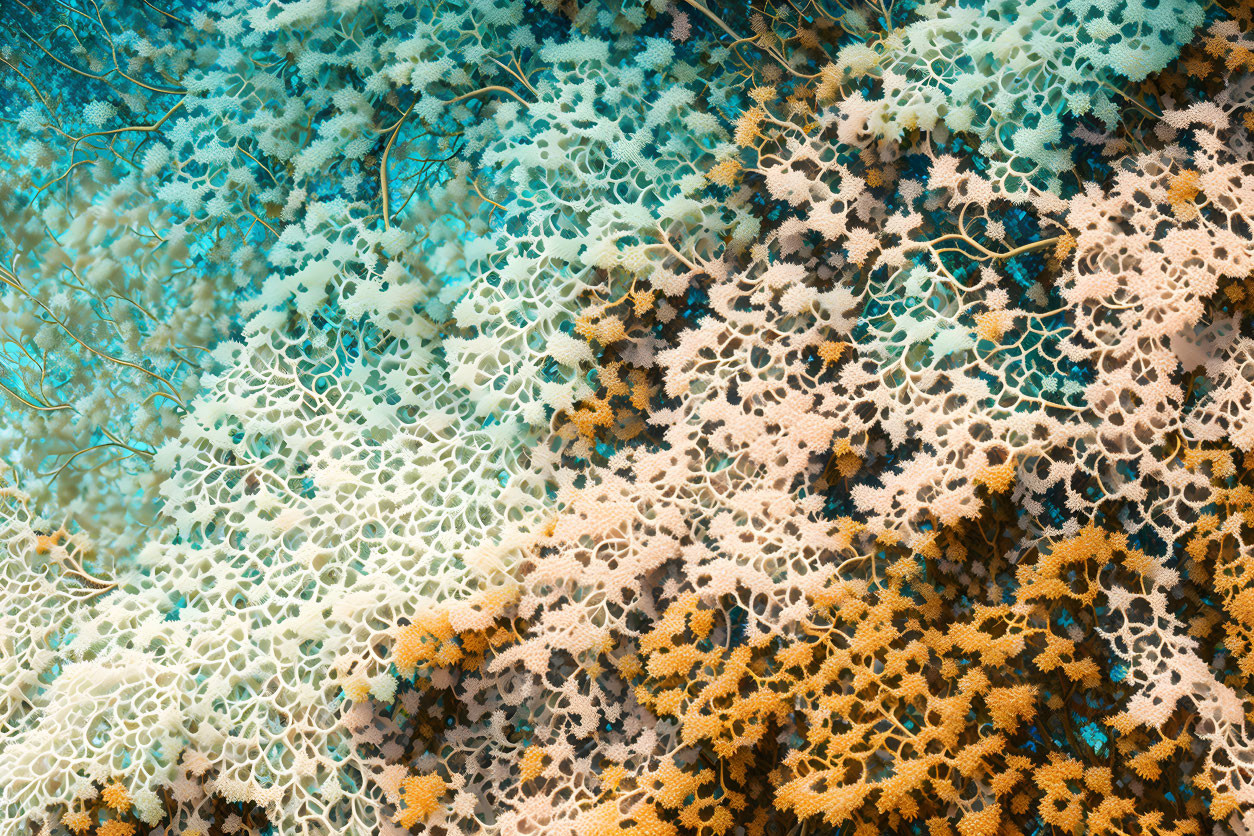 Vibrant Coral Reef Patterns in Blue and Yellow