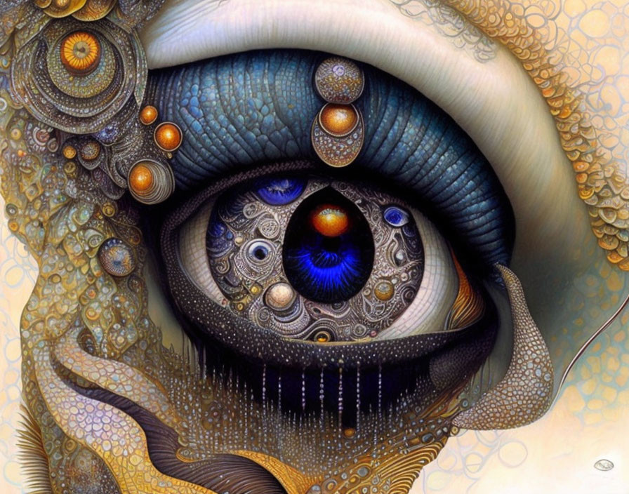 Detailed Surrealist Eye Art with Colorful Patterns