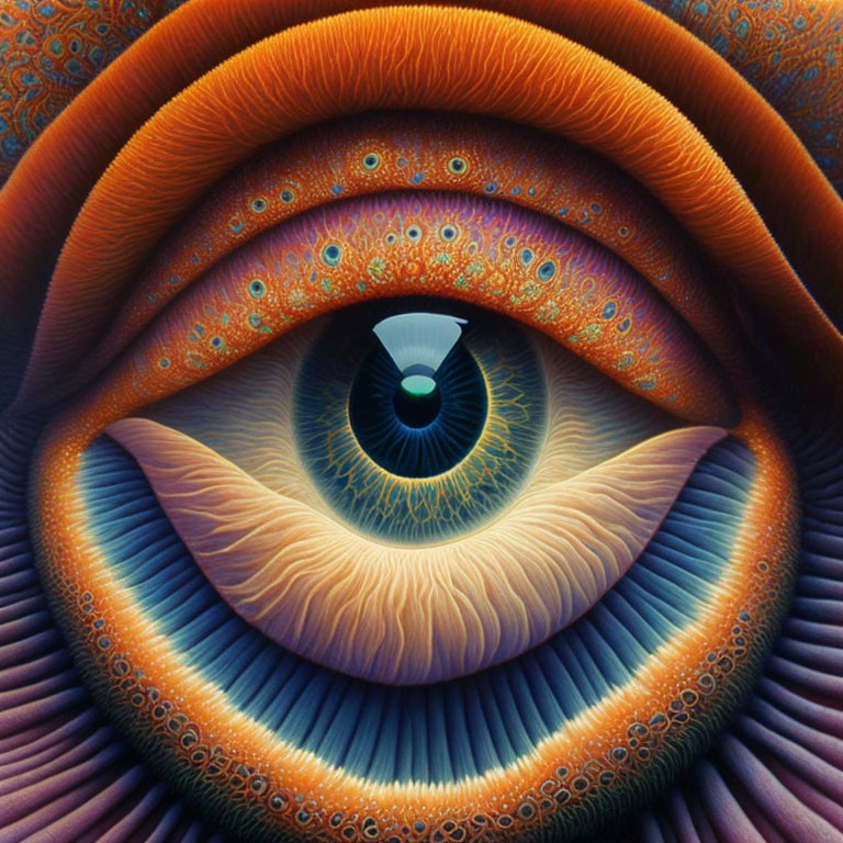 Detailed Illustration of Human Eye with Colorful Patterns