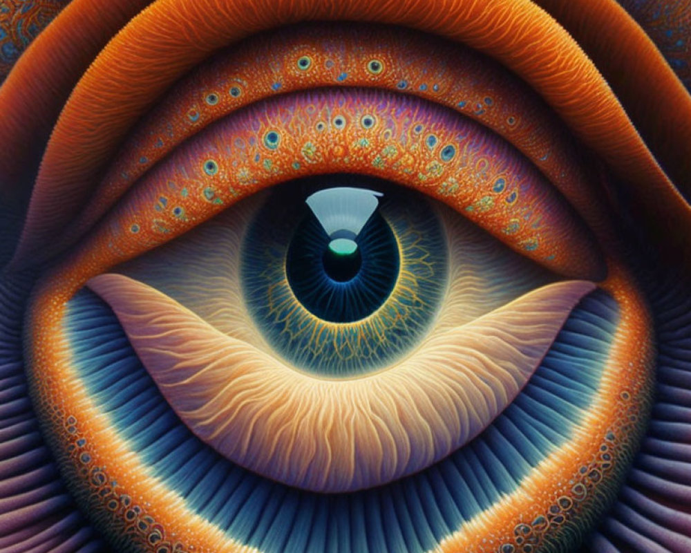 Detailed Illustration of Human Eye with Colorful Patterns