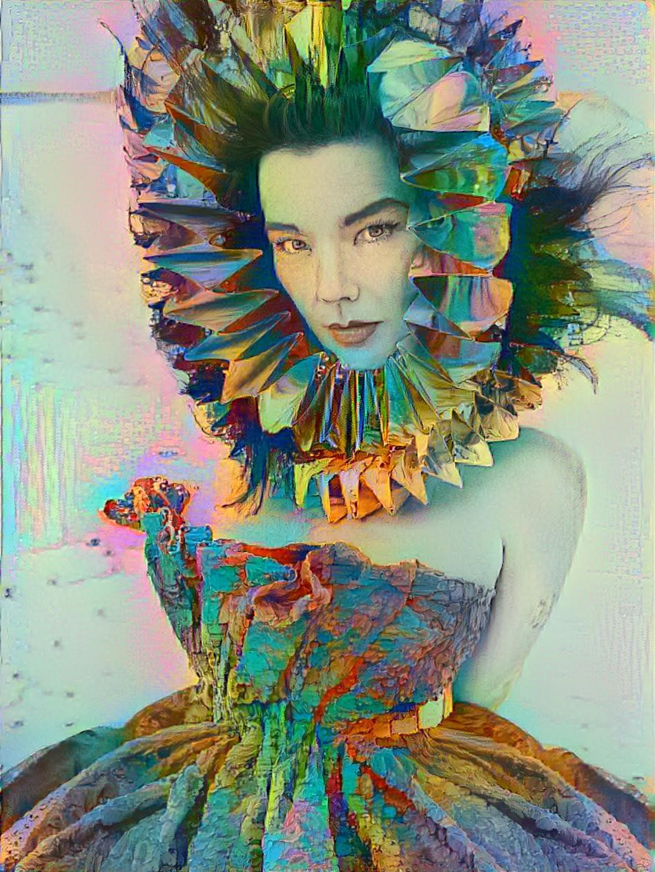 Bjork as a Deep Dream flower