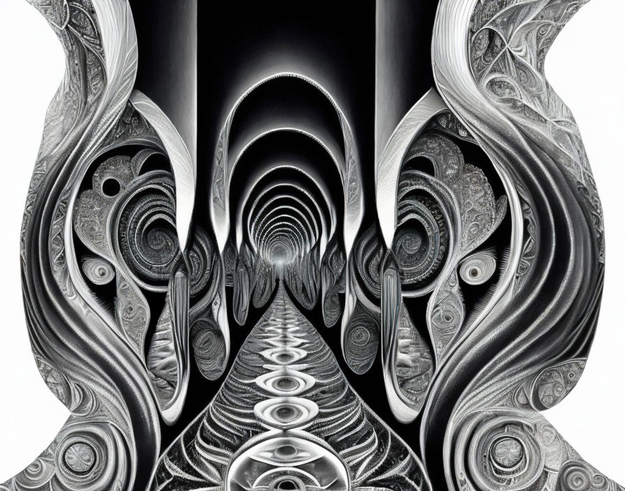 Abstract Black and White Art with Symmetrical Patterns